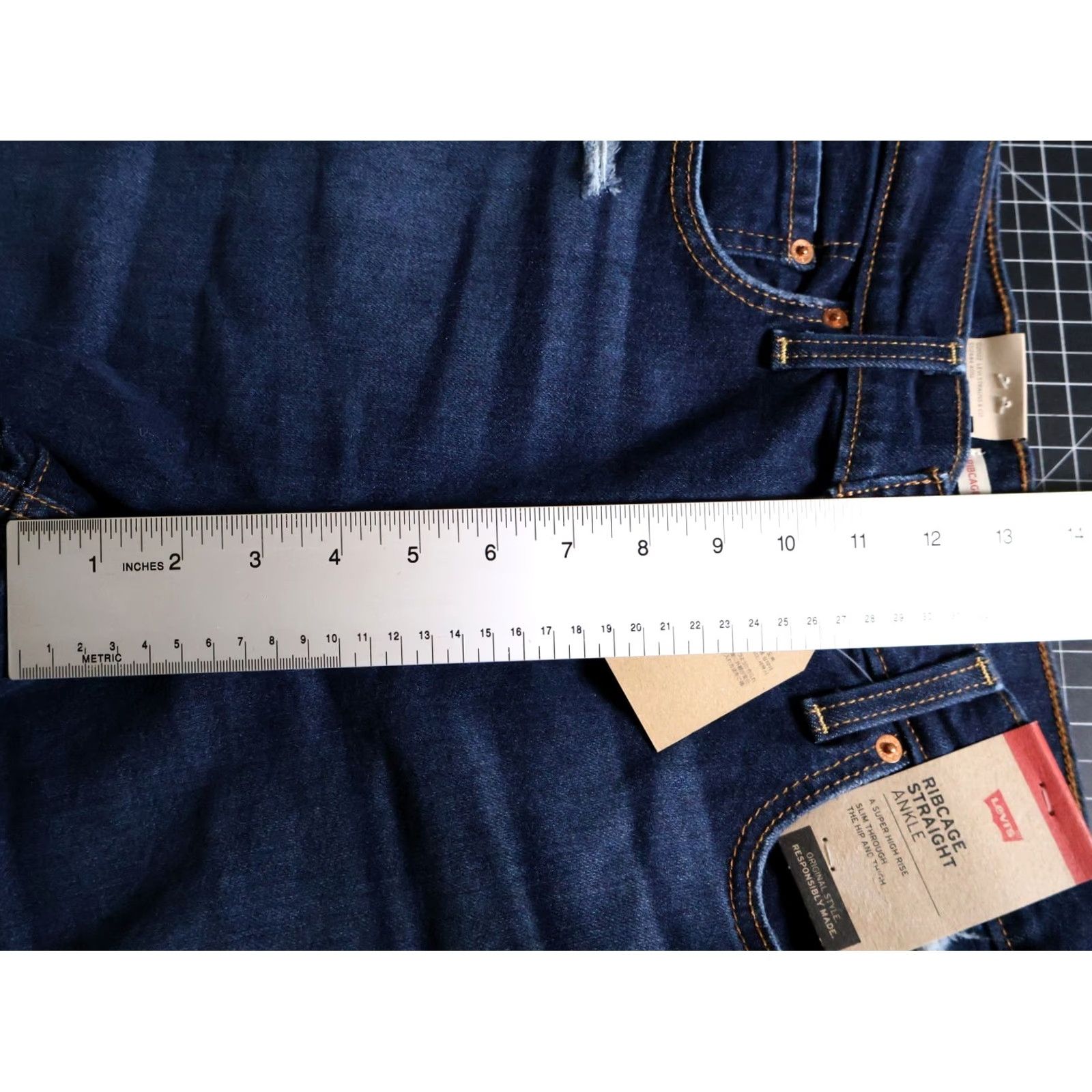 Levi's VINTAGE Levi's Ribcage Straight Jeans Women's 29 x 27 Blue Button Fly Unworn Size 29" - 6 Thumbnail