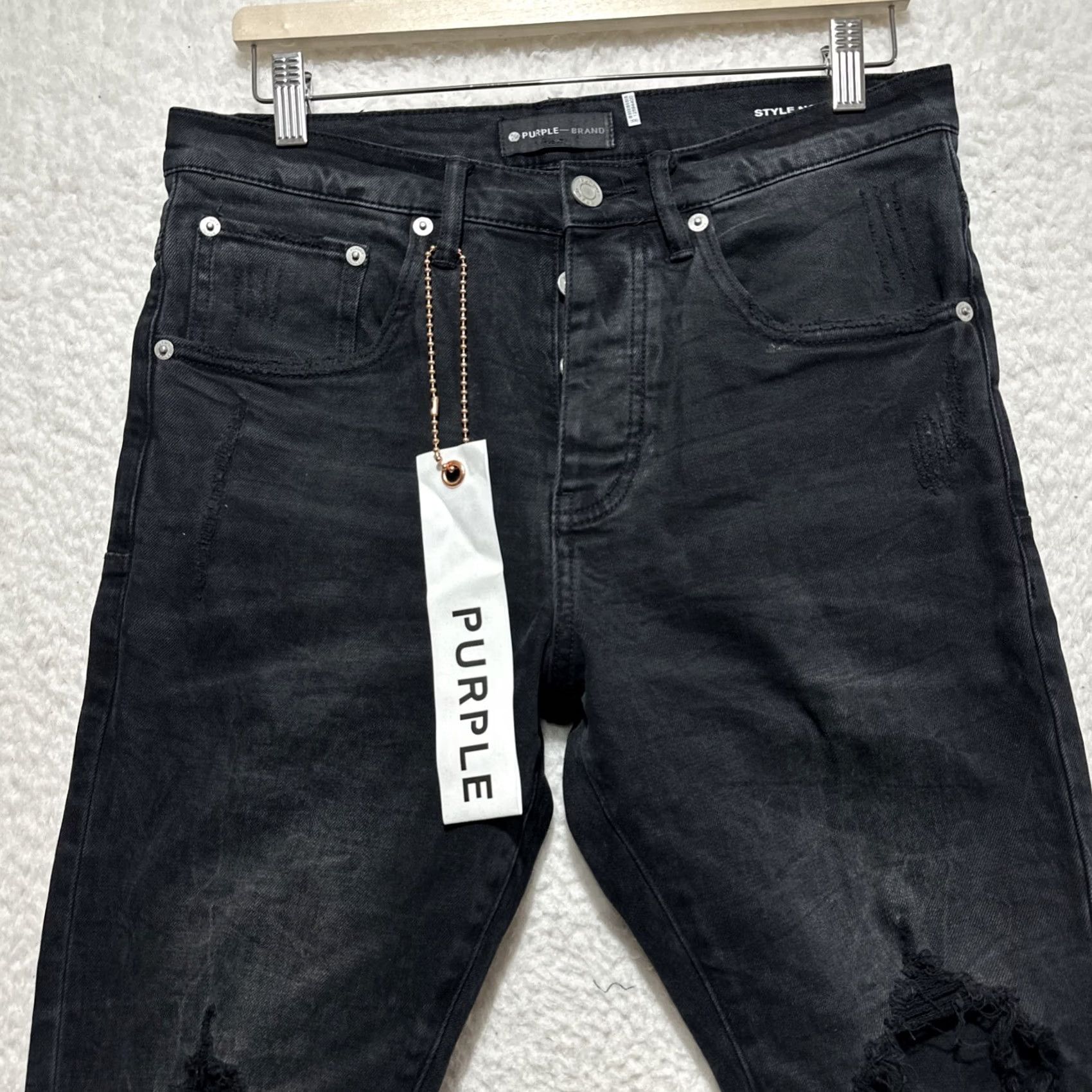 J Brand Purple Brand Denim Jeans Sz 30 Dropped Fit Mid Rise Black Ripped Slim Leg P002 Men Regular 30 Charcoal Black 32 Inseam Jeans Grunge 501 Series Size US 30 / EU 46 - 4 Thumbnail