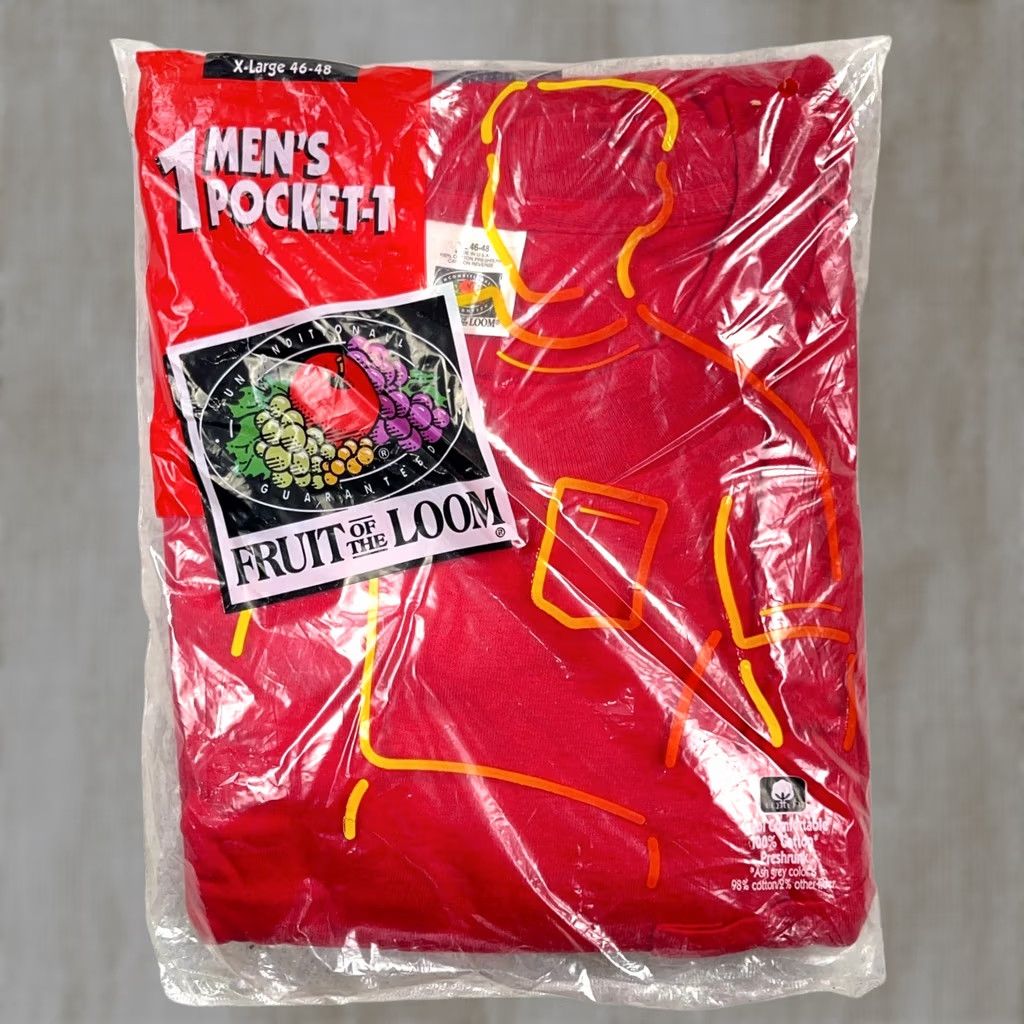 Fruit Of The Loom VINTAGE Fruit of the Loom Pocket T-Shirt XL Red Men 90s Shirt Size US XL / EU 56 / 4 - 1 Thumbnail
