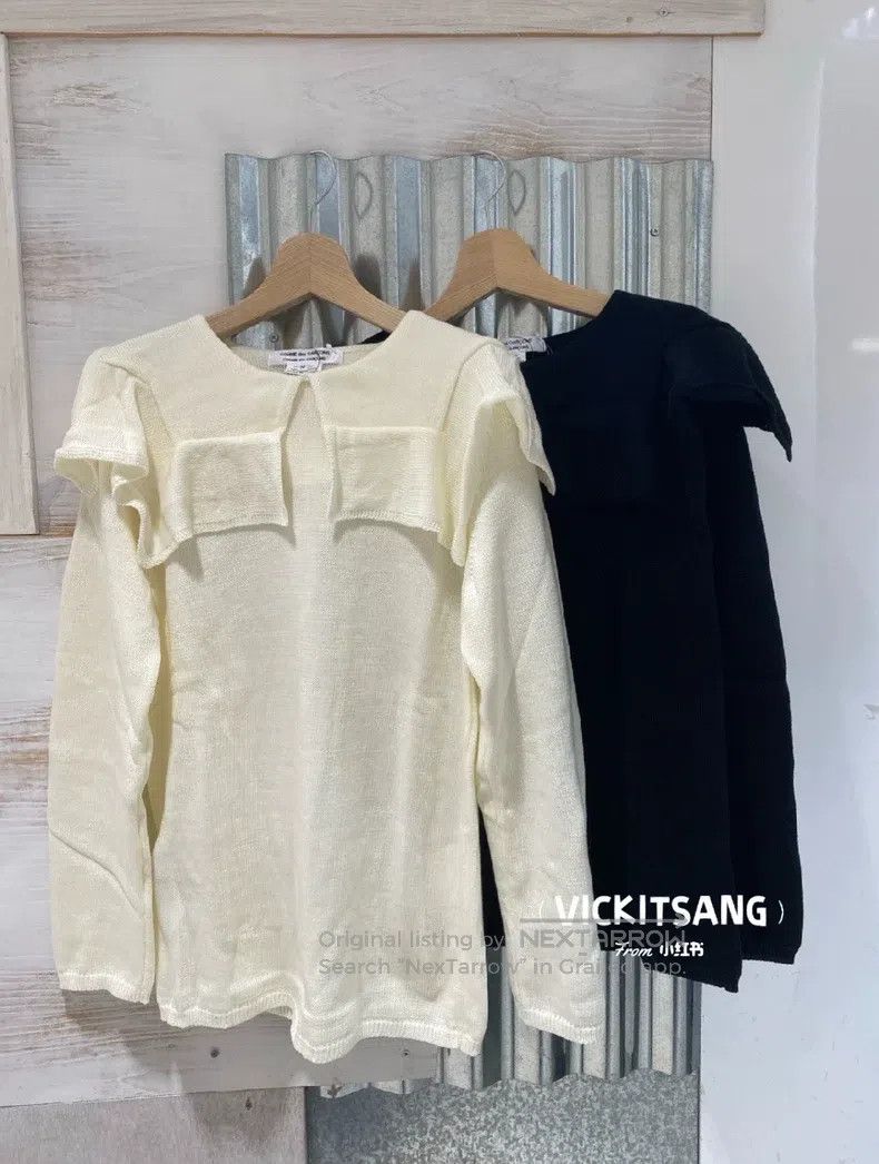 Comme des Garcons Comme Des Garcons Ivory Off-Shoulder Big Collar Sweater Size XS / US 0-2 / IT 36-38 - 1 Thumbnail