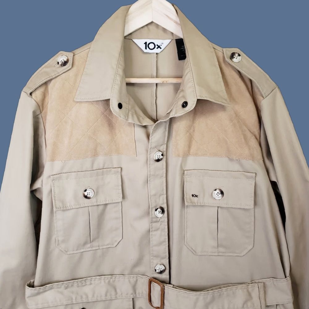 J Brand VINTAGE 10X Brown Safari Jacket Outdoor Four Pocket Shooting Jacket Leather Shoulders Mens L Regular Brown Cotton Size US L / EU 52-54 / 3 - 1 Thumbnail