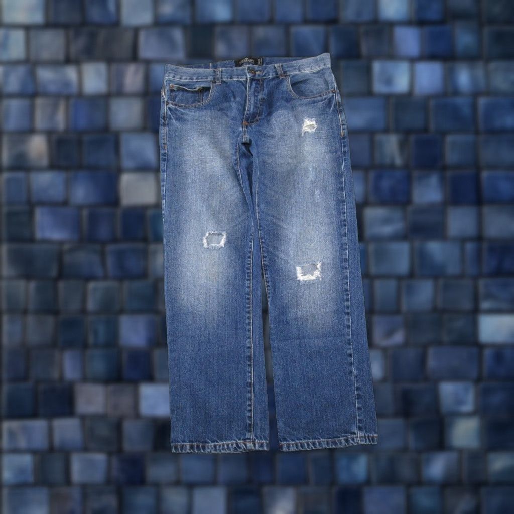 Denime Company Eighty One Mens Straight Leg Blue Distressed Denim Jeans Tag Size 34x30 Size US 34 / EU 50 - 1 Thumbnail