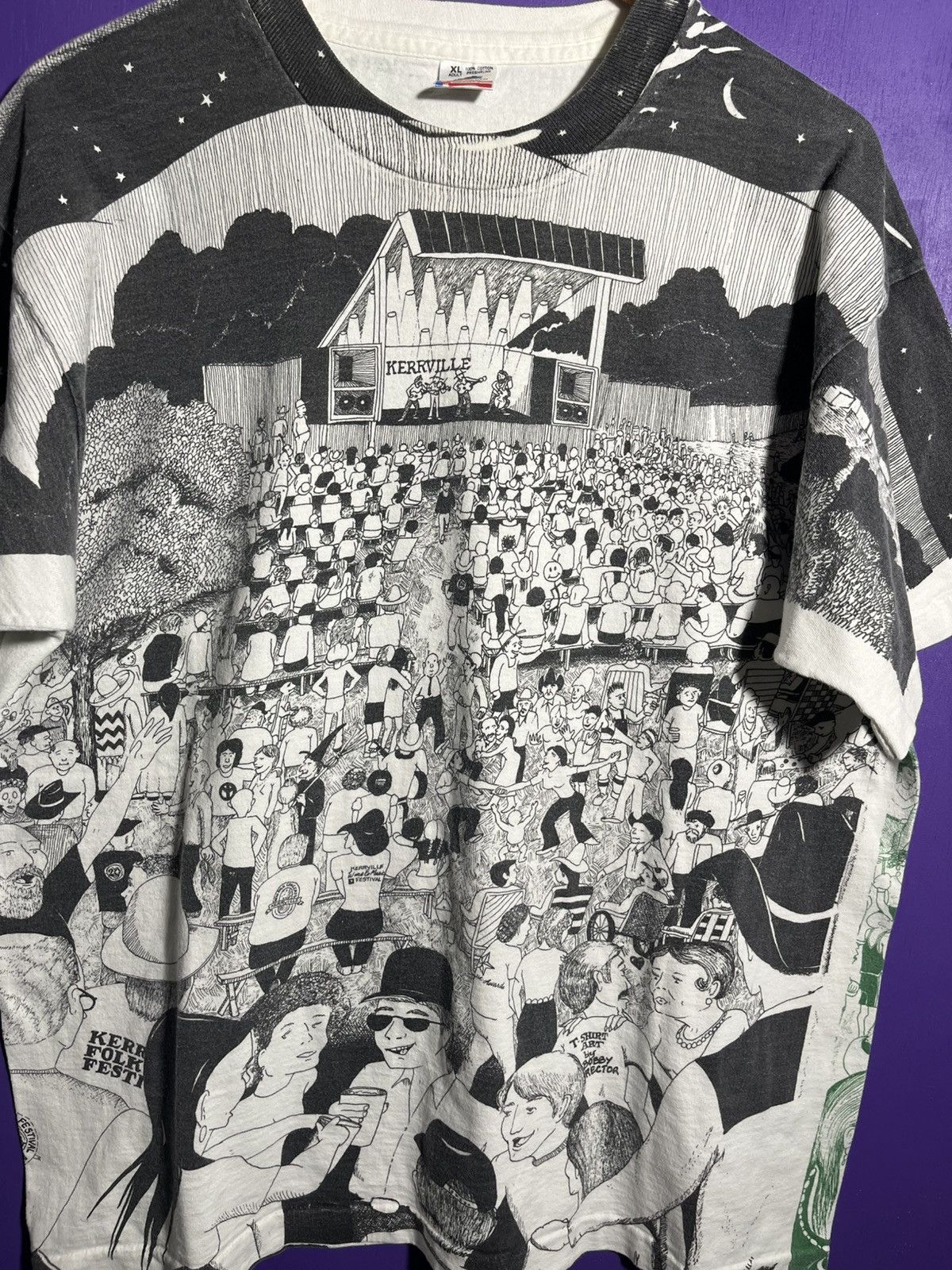 Vintage Vintage 90s Kerville folk festival art AOP t-shirt Size US XL / EU 56 / 4 - 3 Thumbnail