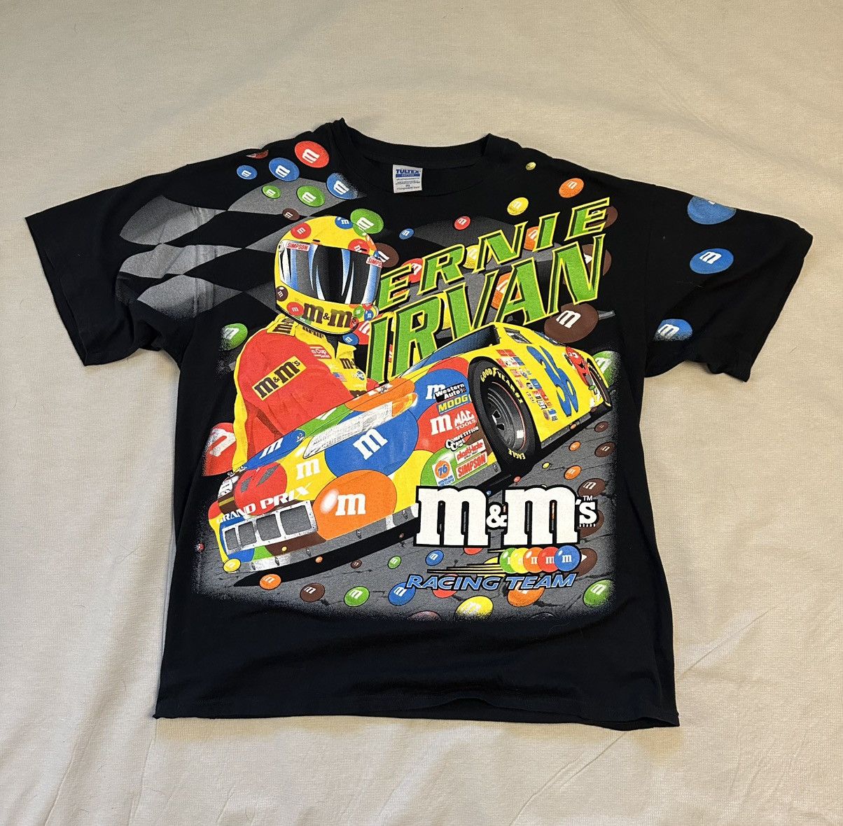 NASCAR Vintage 1999 Ernie Irvan Black M&Ms NASCAR Racing AOP Tee Size US XXL / EU 58 / 5 - 1 Thumbnail