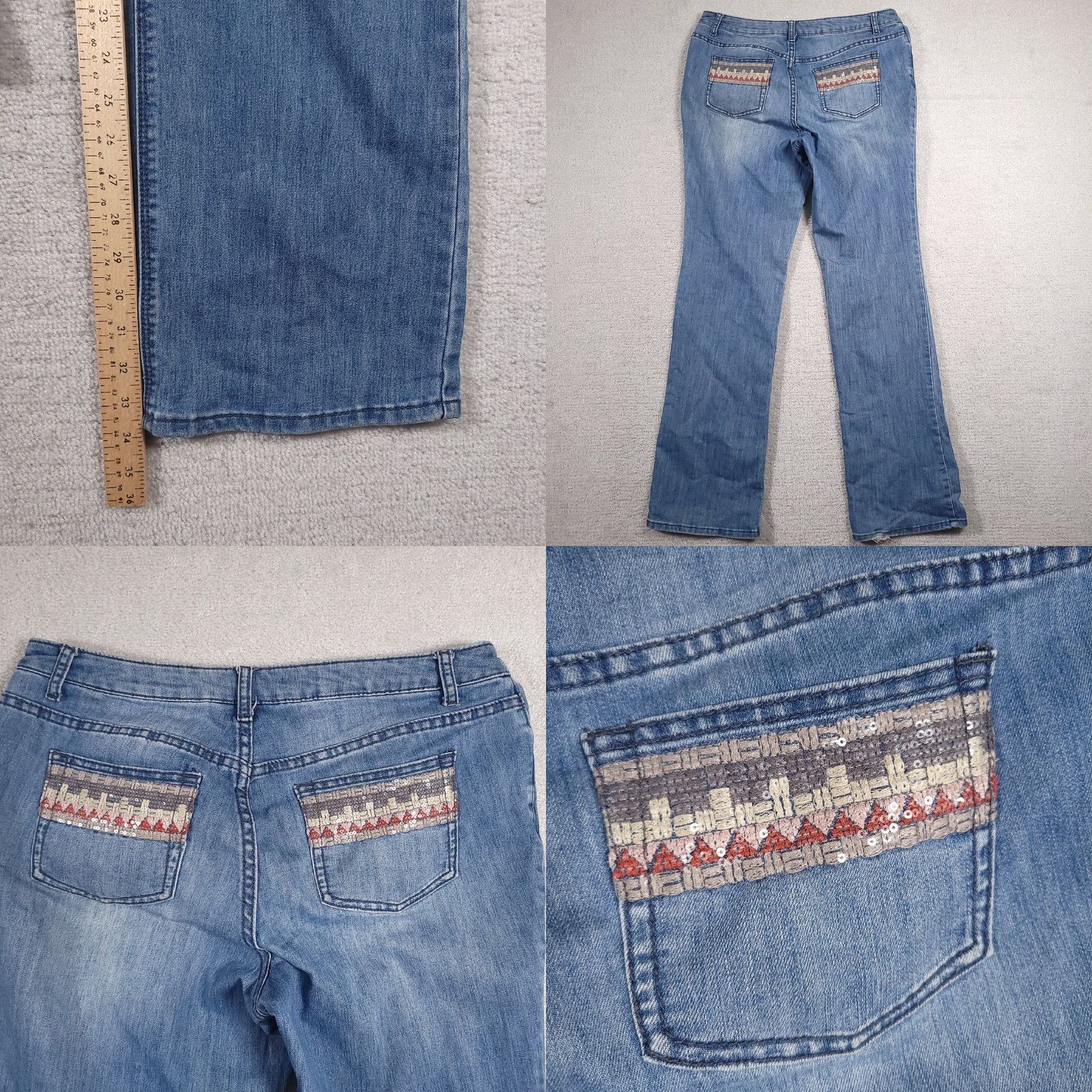 Vintage Christopher & Banks Jeans Women's 10 Tall Denim Straight Leg Mid-Rise Stretch Jeans Size 32" / US 10 / IT 46 - 8 Thumbnail