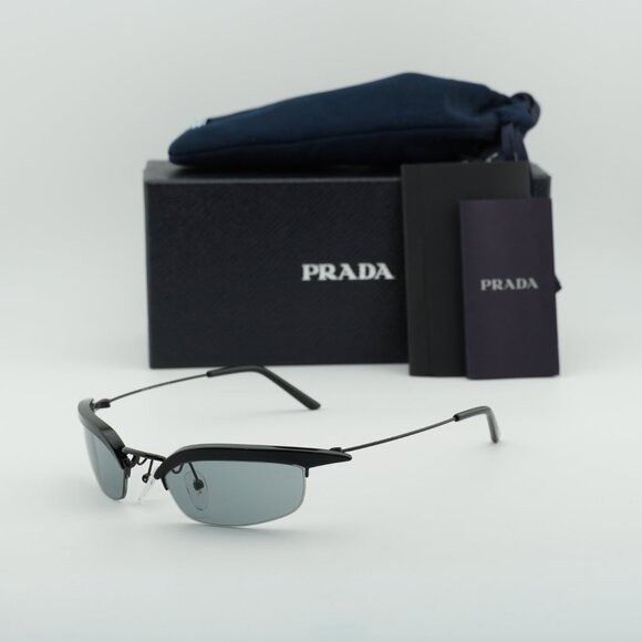 Prada Prada PRB50S 1AB3C2 Sunglasses Black Rectangle Frame Size ONE SIZE - 10 Thumbnail