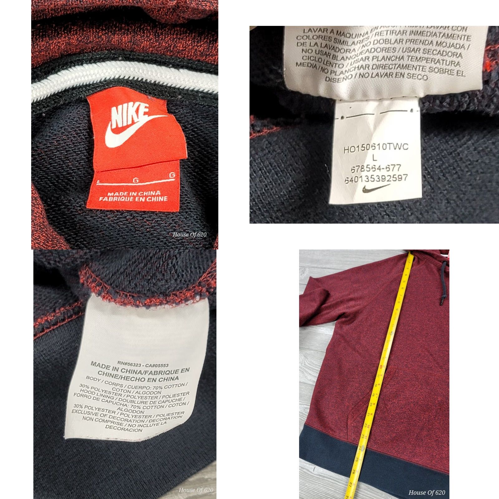 Nike Nike Hoodie Men’s Pullover V-Neck Kangaroo Pocket Black Red XS? No, Size L. Size US L / EU 52-54 / 3 - 8 Thumbnail