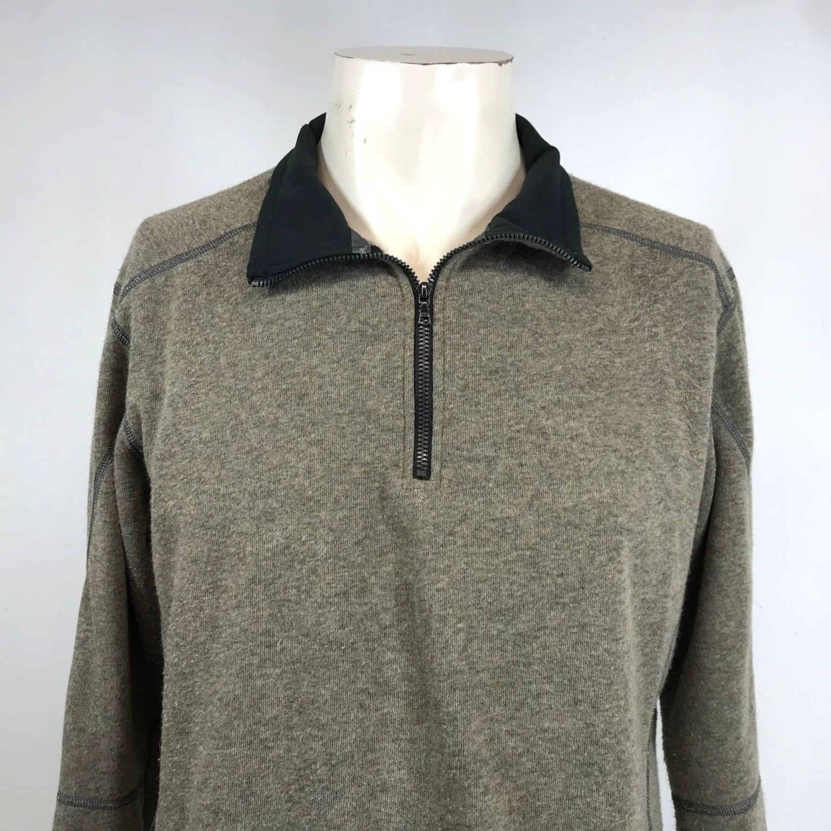Olive Kuhl Kashmira Mens Large Quarter Zip Pullover Olive Green Heathered Fleece L Size US L / EU 52-54 / 3 - 2 Thumbnail