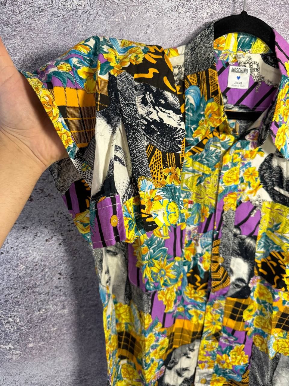 Designer × Moschino × Vintage Moschino Jeans Faces Shirt Men's Long Sleeve Shirt Vintage Size US L / EU 52-54 / 3 - 7 Thumbnail