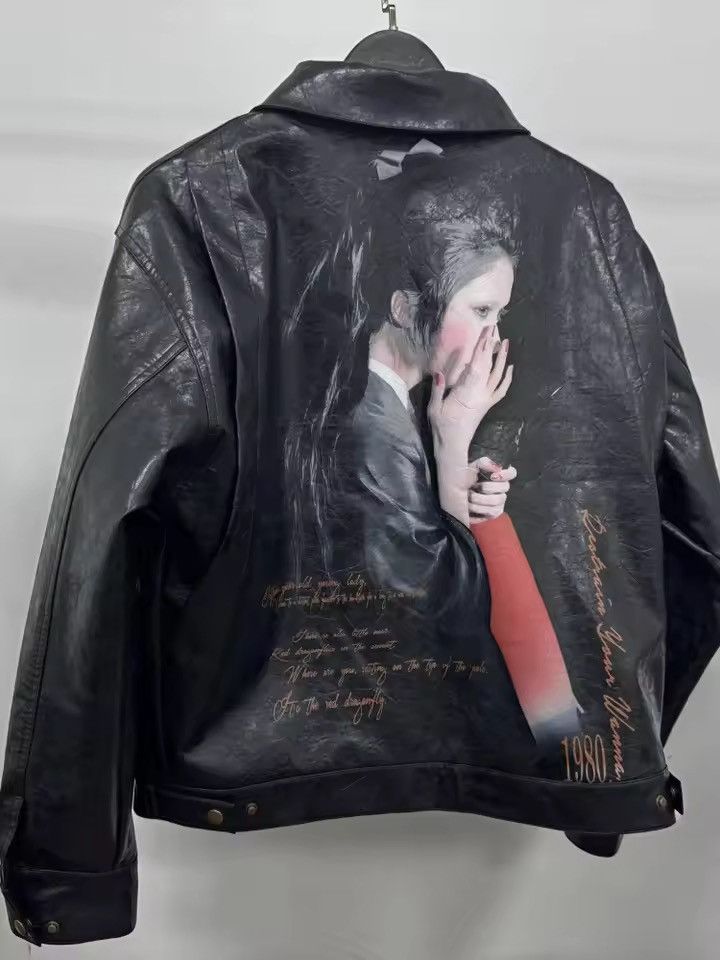 Japanese Brand PU Leather Jacket Turn-down Collar Long Sleeve Size US L / EU 52-54 / 3 - 9 Thumbnail