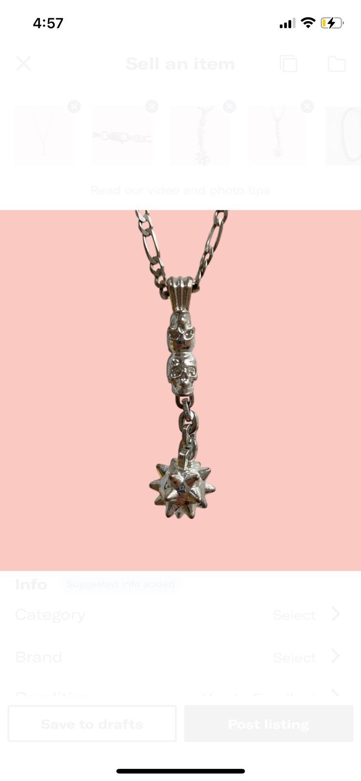 Vintage Satan’s Flail Hard Jewelry Pendant Size ONE SIZE - 2 Thumbnail