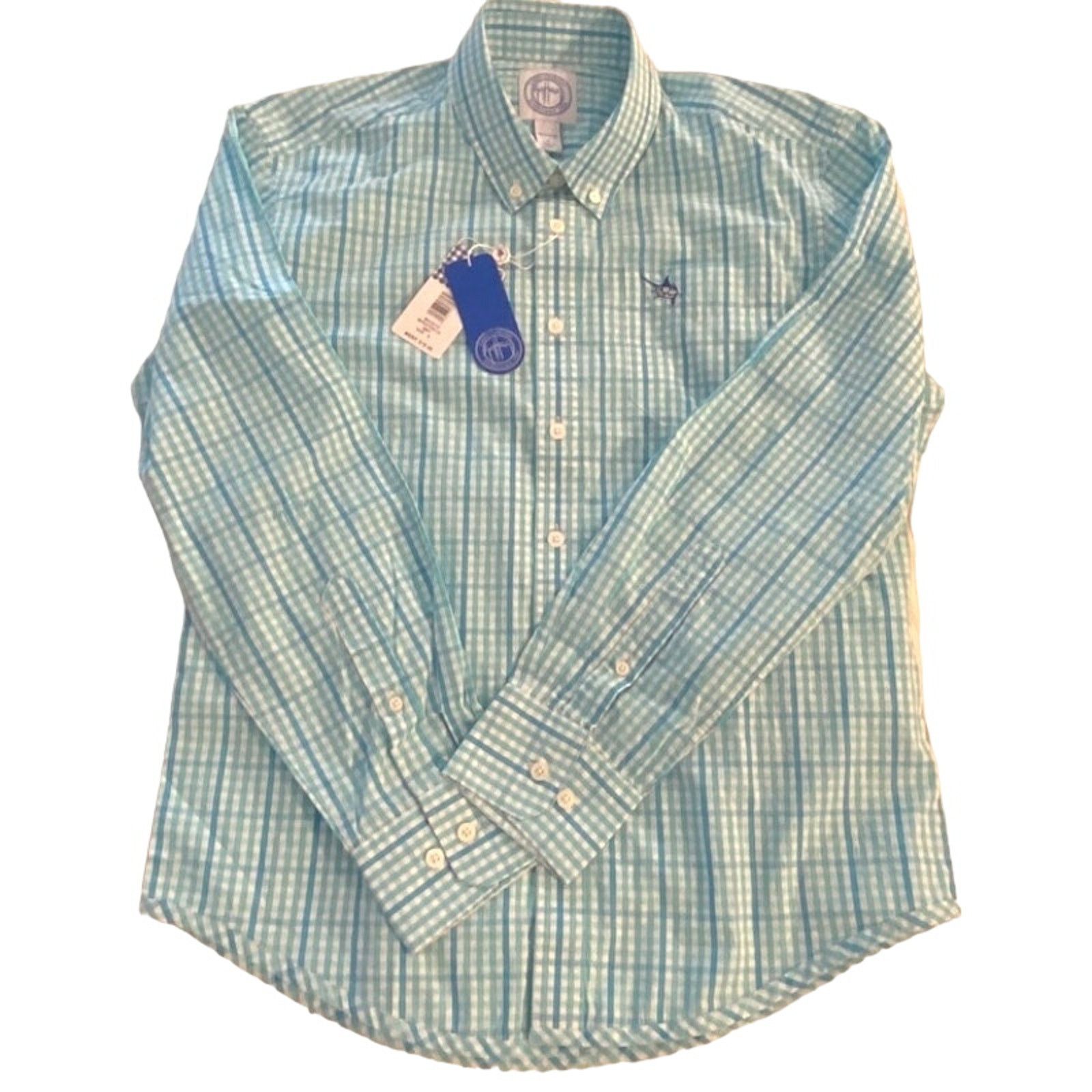 Guy Harvey Guy Harvey Aqua Plaid Long Sleeve Button Shirt men sz M Size US M / EU 48-50 / 2 - 1 Thumbnail