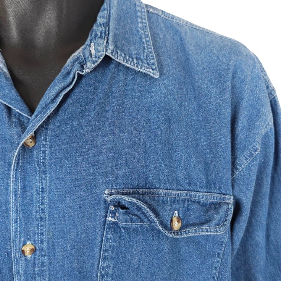Denime Denim Shirt Mens Size Medium Blue Long Sleeve Button-Down Clothing Casual Regular Mens Size US M / EU 48-50 / 2 - 3 Thumbnail
