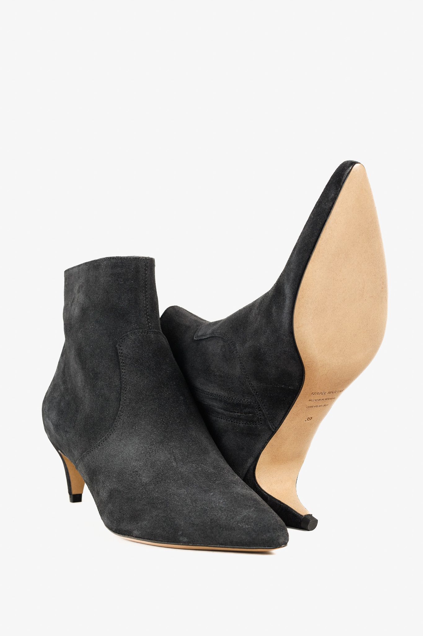 Isabel Marant Isabel Marant Derst Faded Black Velvet Suede Zip Ankle Boots Size US 8.5 / IT 38.5 - 4 Thumbnail