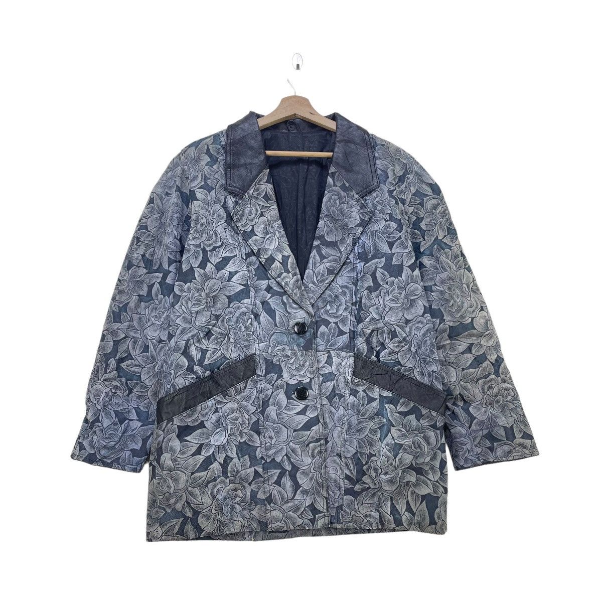 Designer × Japanese Brand Vintage Leather Full Print Floral Jacket Size M / US 6-8 / IT 42-44 - 2 Thumbnail