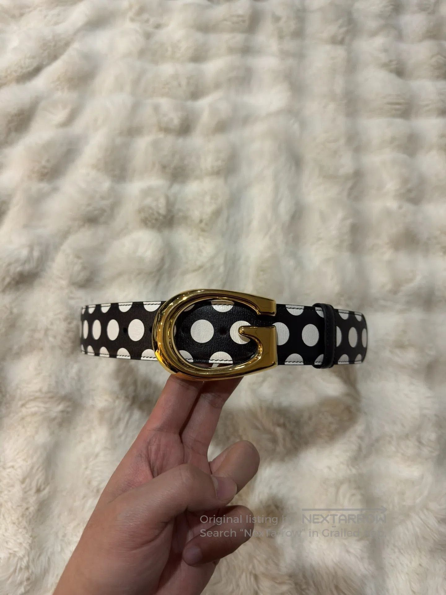 Gucci Guicci size 85 Polka Dot Gold Buckle Belt| Size ONE SIZE - 1 Thumbnail