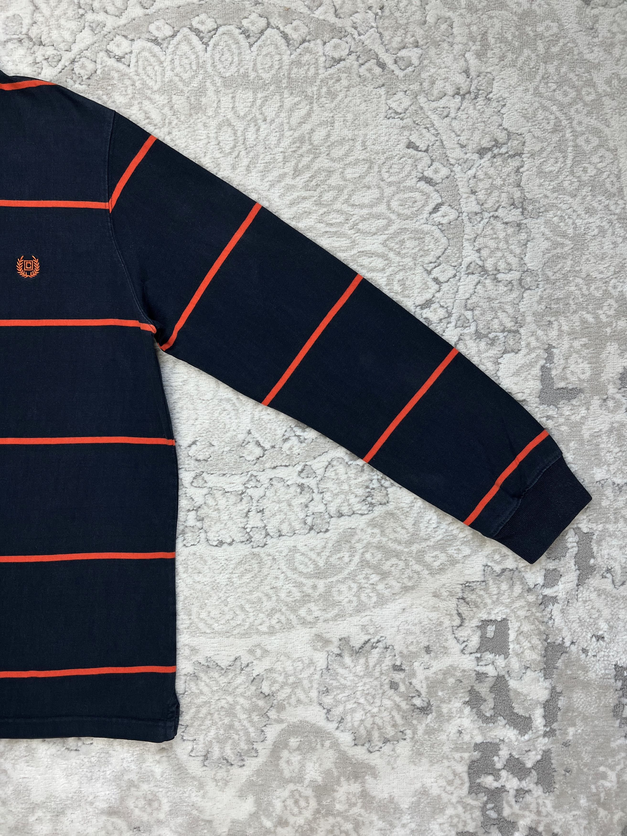 Chaps Chaps 1/4 Zip Orange Stripe Rugby Pullover Sweatshirt L Size US L / EU 52-54 / 3 - 9 Thumbnail