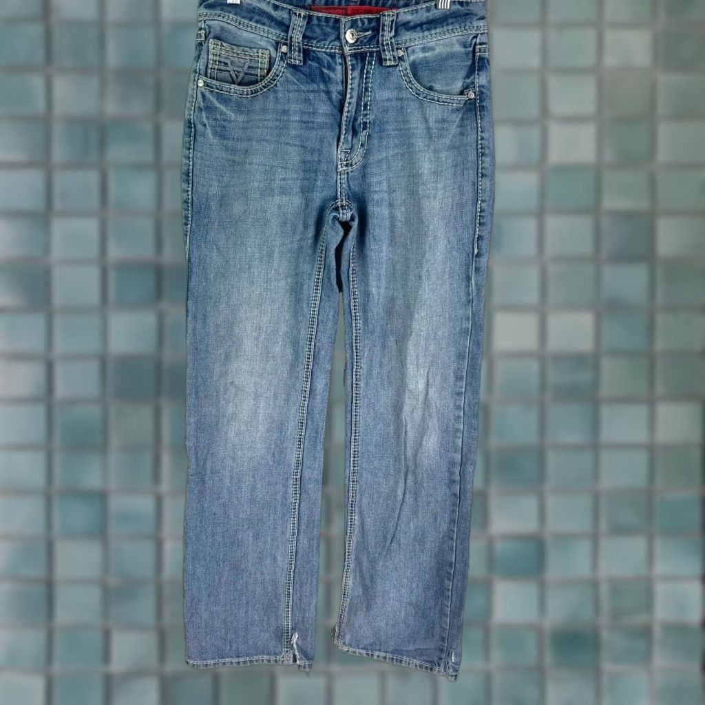 Doublet Rock & Roll Cowboy Men's 28 Straight Leg Jeans 28X34 Blue Comfort Stretch Rock Theme Size US 28 / EU 44 - 1 Thumbnail