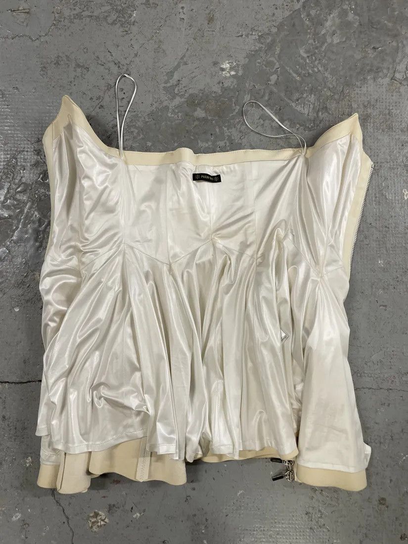 Vintage 2000s Plein Sud Leather Creme Front Zip Tunic Size M / US 6-8 / IT 42-44 - 4 Thumbnail