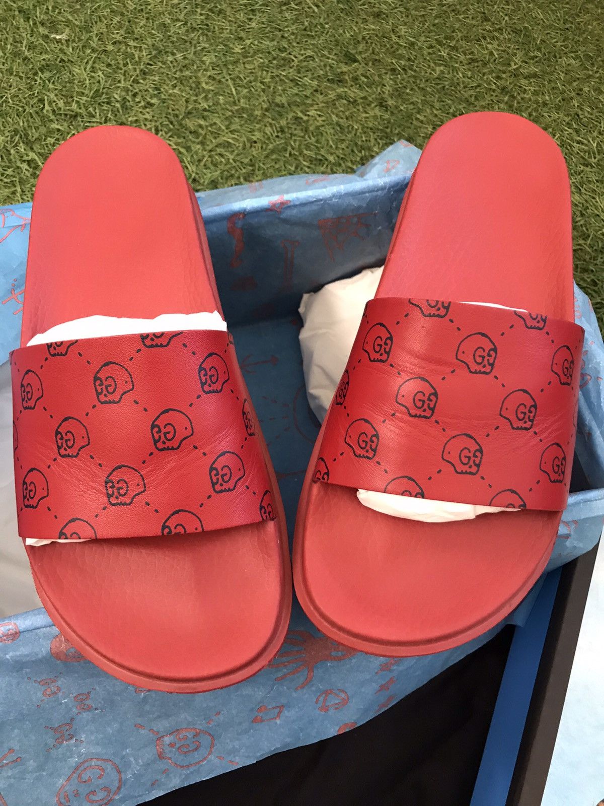 Gucci Rare Gucci Ghost Web Slides Troubled Andrew Collab Size US 8.5 / EU 41-42 - 4 Thumbnail