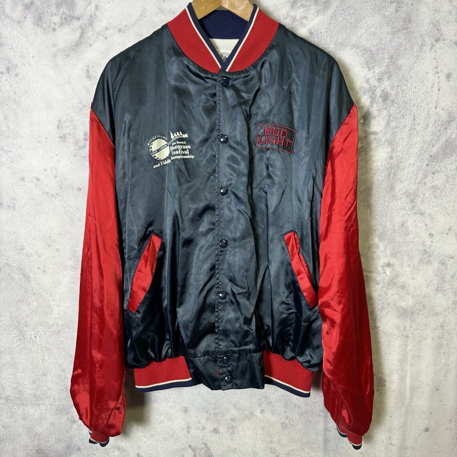 Vintage Vintage Bud Light Bomber Jacket Mens XL 80s Satin Blue Blueg Size US XL / EU 56 / 4 - 1 Thumbnail