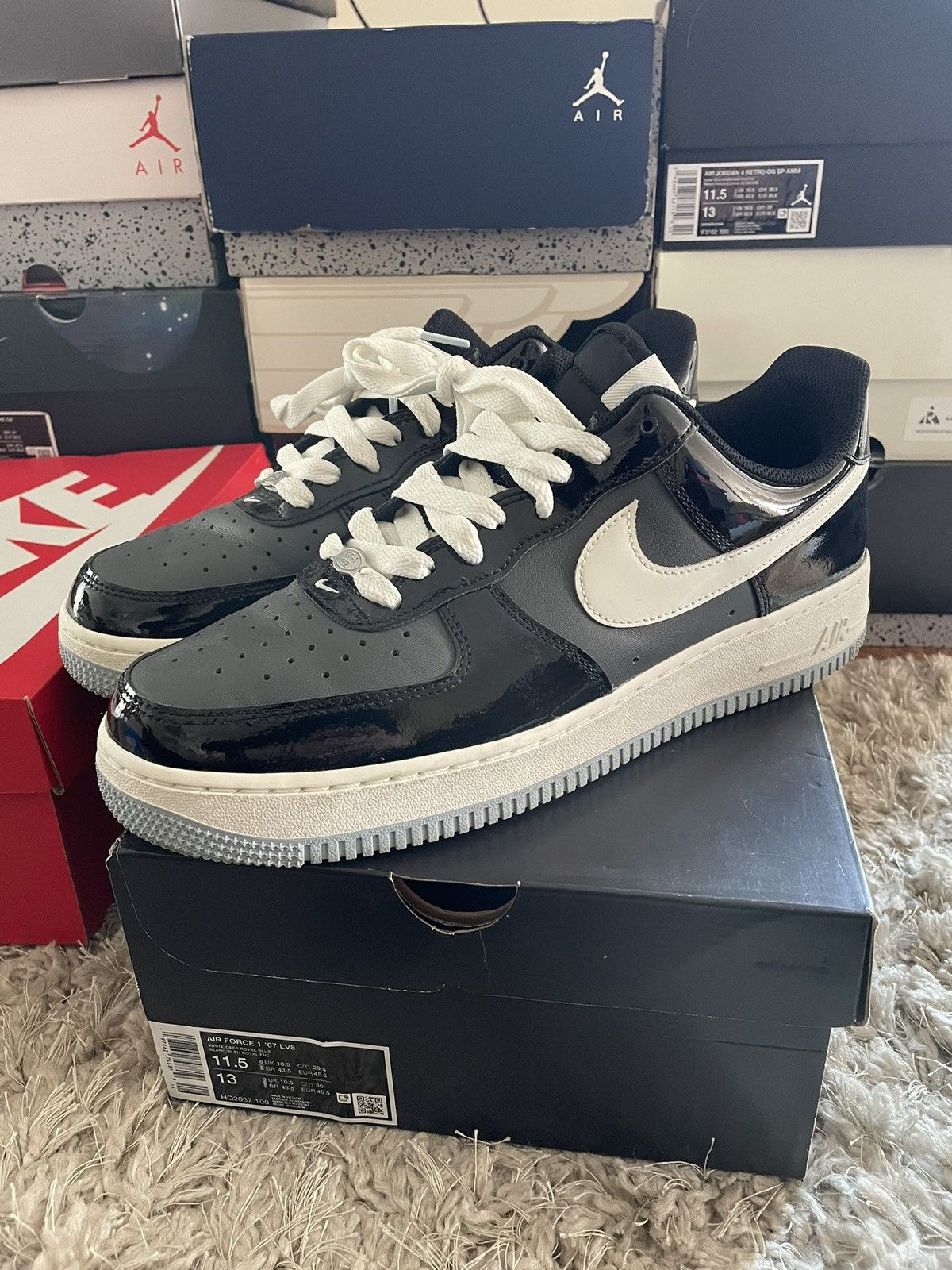Nike Nike Air Force 1 Low Black Iron Grey Patent Size US 11 / EU 44 - 1 Thumbnail