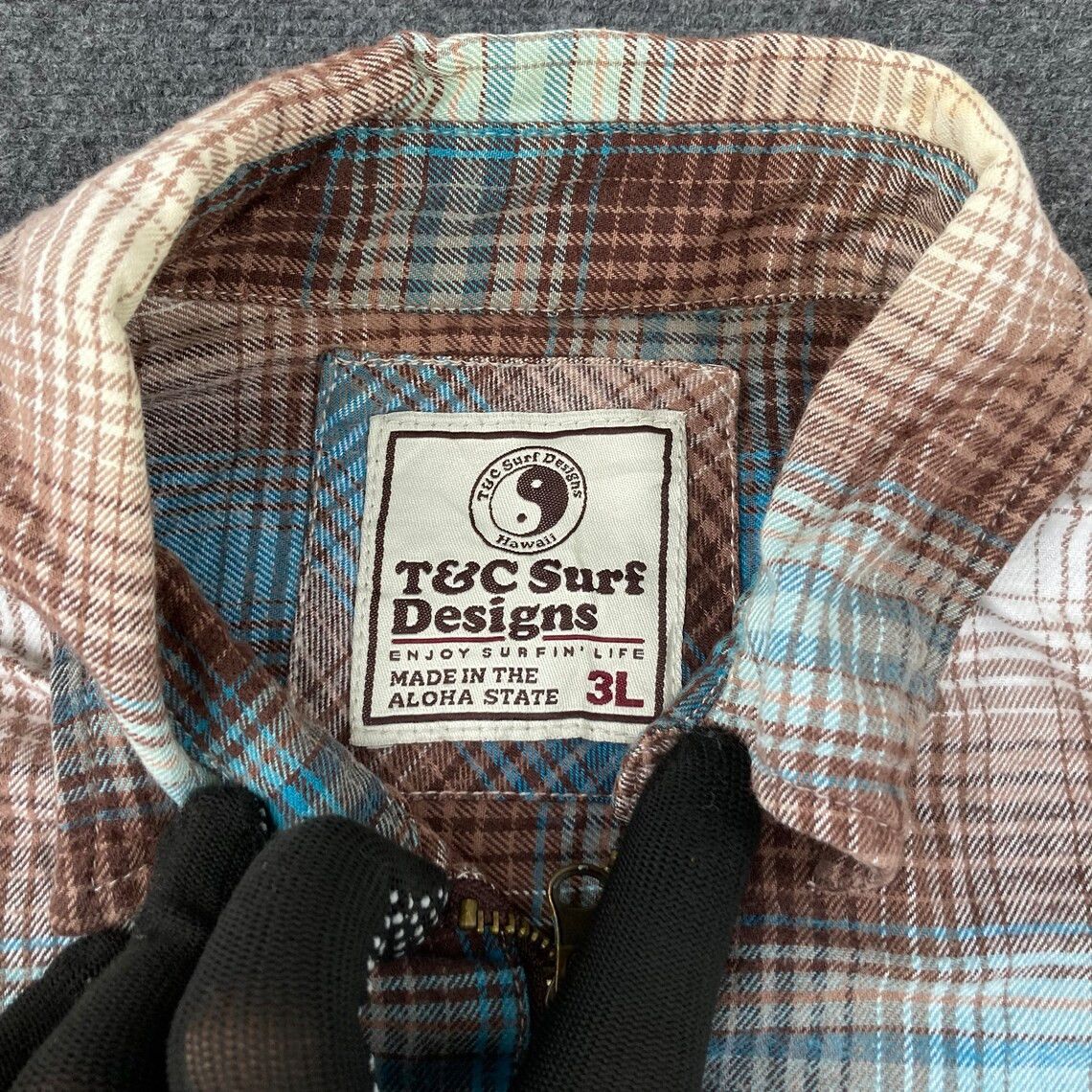 Flannel Vtg T&C Surf Designs Hawaiian Flannel Plaid Shadow Sweater Size US XL / EU 56 / 4 - 3 Thumbnail