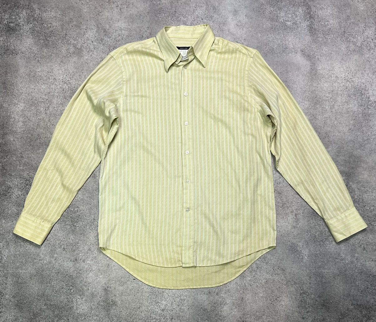 image of Versace Classic Monogram Striped Shirt in Yellow, Men's (Size XL)