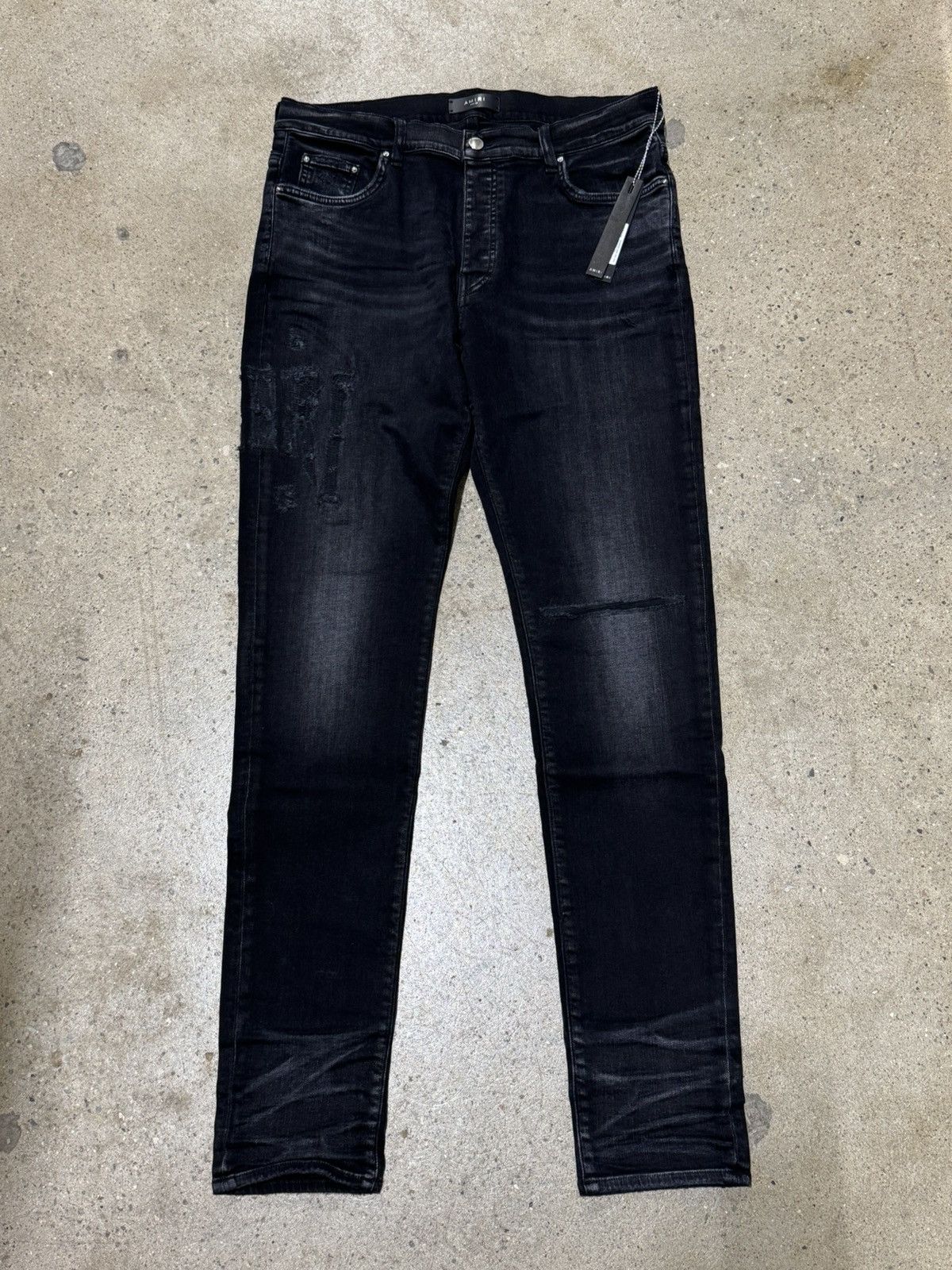 Amiri Amiri Distressed Logo Black Denim Jeans 1400$ Size US 36 / EU 52 - 3 Thumbnail