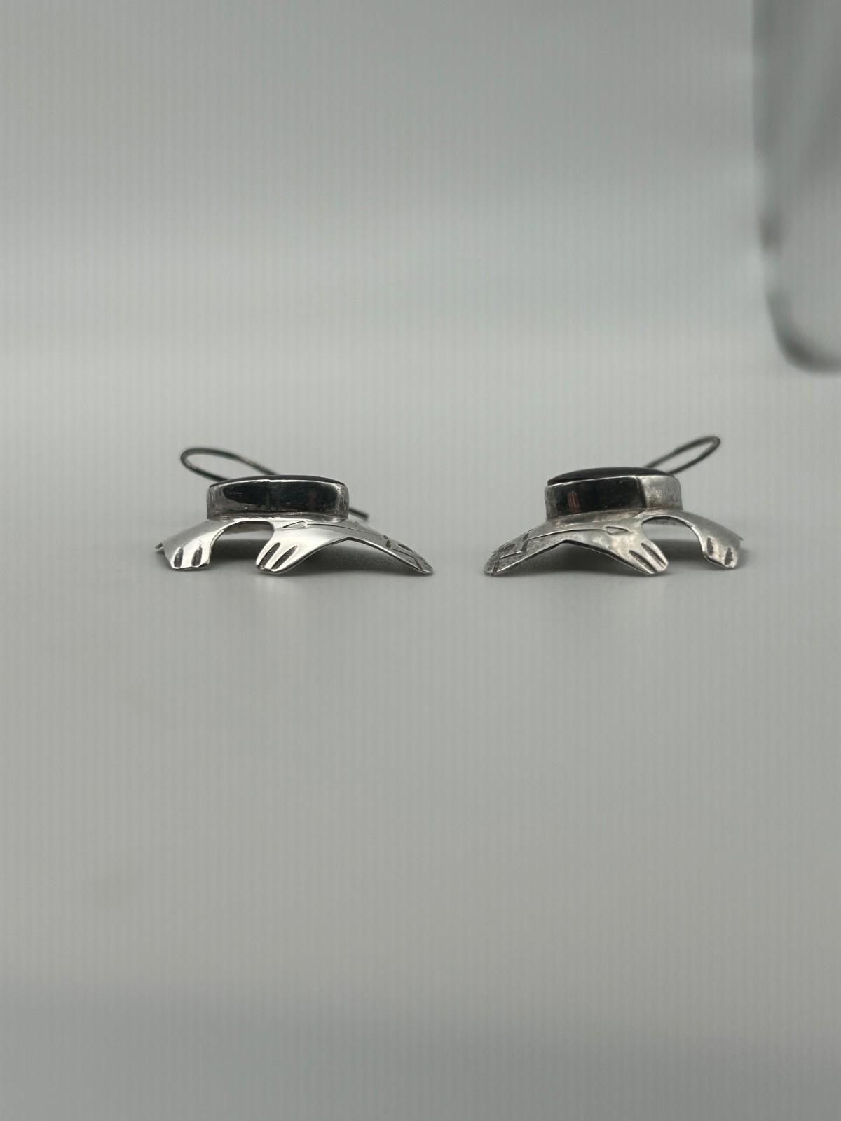 Other Sterling Silver Navajo Abalone Inlay Bear Earrings Native Size ONE SIZE - 4 Thumbnail