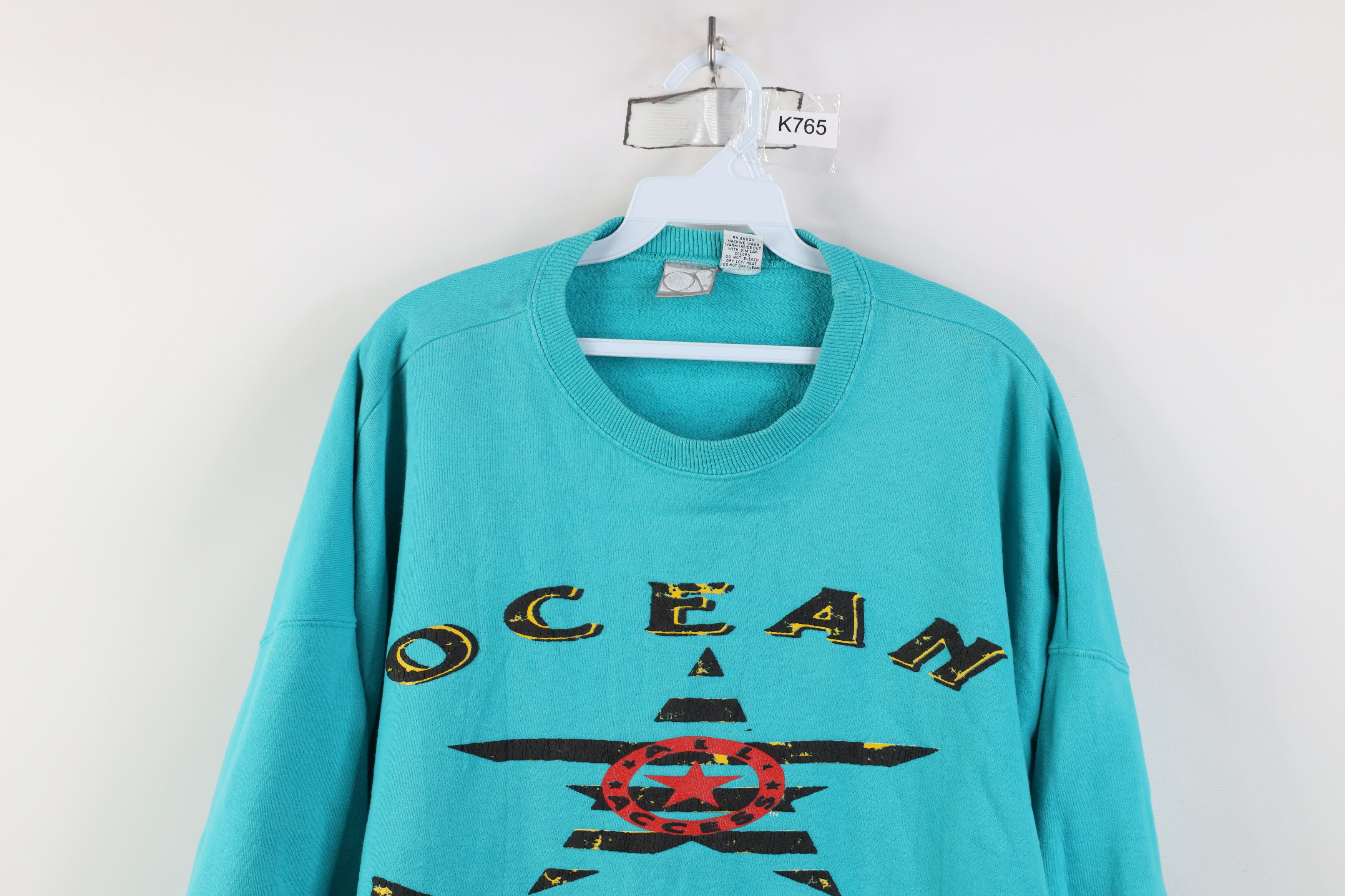 Ocean Pacific Vintage 90s Ocean Pacific Surfing Baggy Sweatshirt Teal Size US L / EU 52-54 / 3 - 2 Thumbnail