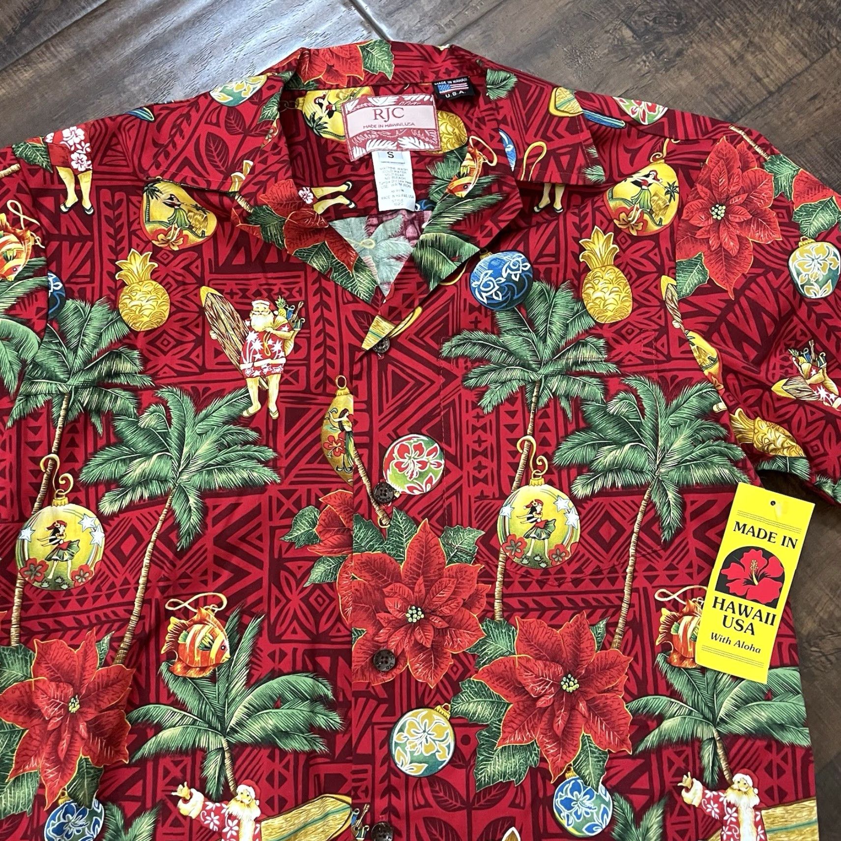 Vintage VINTAGE RJC Santa Camp Shirt Men Small Casual Christmas Hawaiian Floral Short Sleeve Red Size US S / EU 44-46 / 1 - 2 Thumbnail