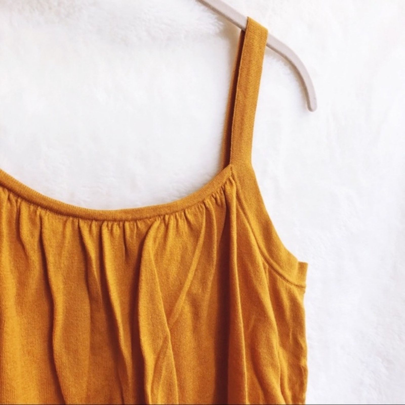 Ann Taylor Ann Taylor Factory Mustard & White Trim Layered Tank Top Size L / US 10 / IT 46 - 8 Thumbnail
