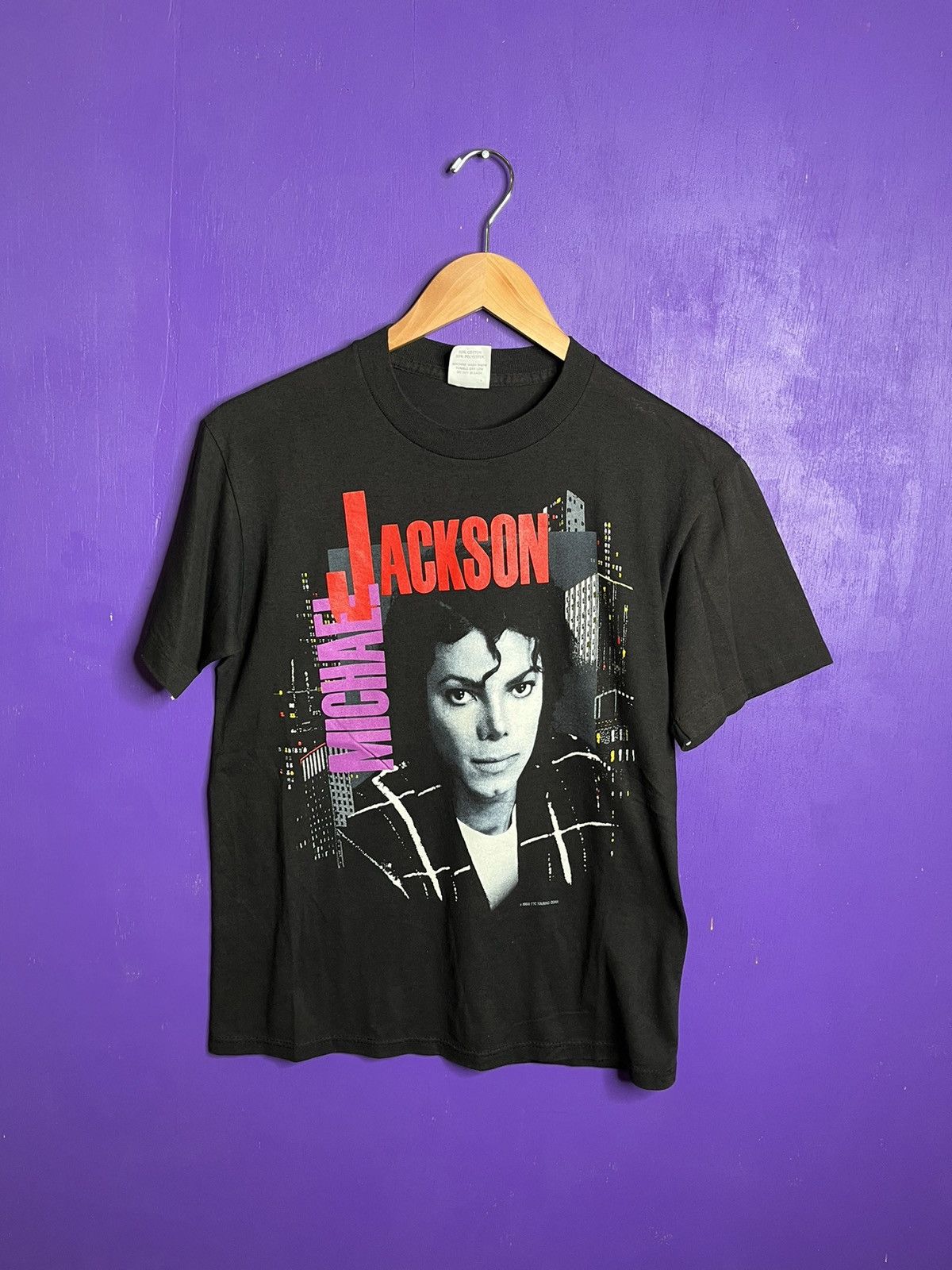 image of Made In USA x Tour Tee Vintage 1988 Michael Jackson Bad Tour T-Shirt in Black, Men's (Size Medium)