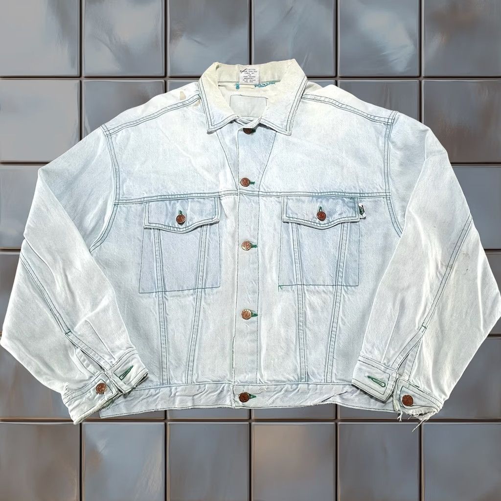 Vintage Cross Colours Jacket Mens 1XL Light Wash Denim Bomber 90s Hip Hop Usa in Blue, Men's