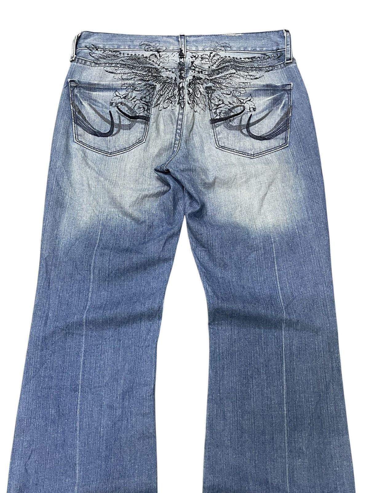 Express × Hysteric Glamour × Japanese Brand Express Jeans Tattoo Wings Tribal Flare Boot Cut Jeans Size US 30 / EU 46 - 3 Thumbnail