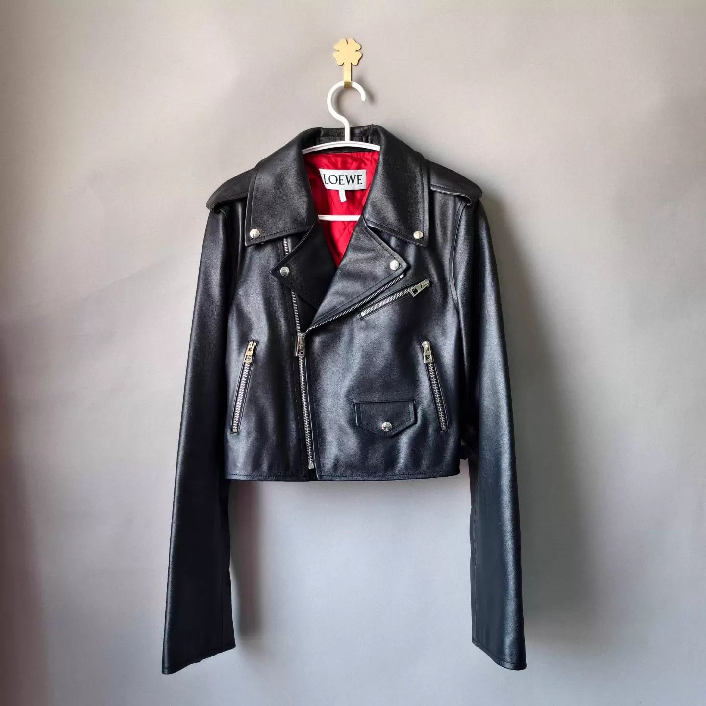 Loewe Loewe Black Metal Logo Biker Leather Jacket 38 99 Size XS / US 0-2 / IT 36-38 - 1 Thumbnail