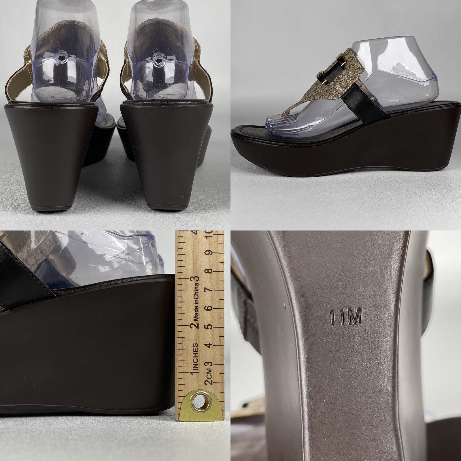 Guess VINTAGE Guess Wedge Flip Floos Brown/white/Gold Logo Size 11 Size US 11 / IT 41 - 8 Thumbnail