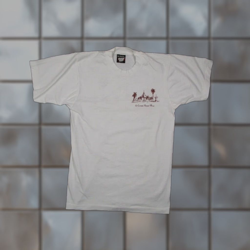 Vintage VINTAGE Screen Stars Best Shirt Mens M White 90s EL CARMELO RETREAT HOUSE graphic Crew neck Short Sleeve double-sided 100% cotton USA Mens Size US M / EU 48-50 / 2 - 1 Thumbnail