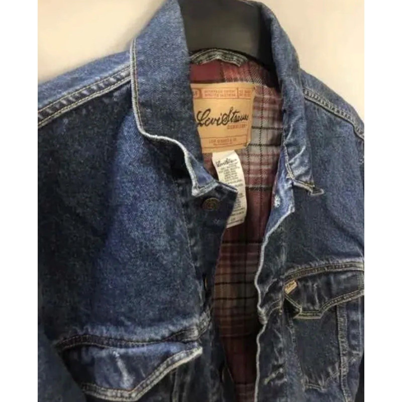 Vintage Levi Strauss Signature Jacket Women Small Blue Denim ButtonUp Jean Size 28" / US 6 / IT 42 - 3 Thumbnail
