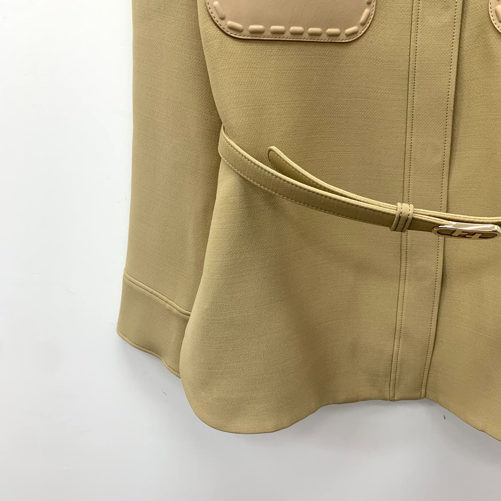 Fendi Fendi Womens Beige Belted Patch Pocket Jacket Size 38 S Wool Size XS / US 0-2 / IT 36-38 - 6 Thumbnail
