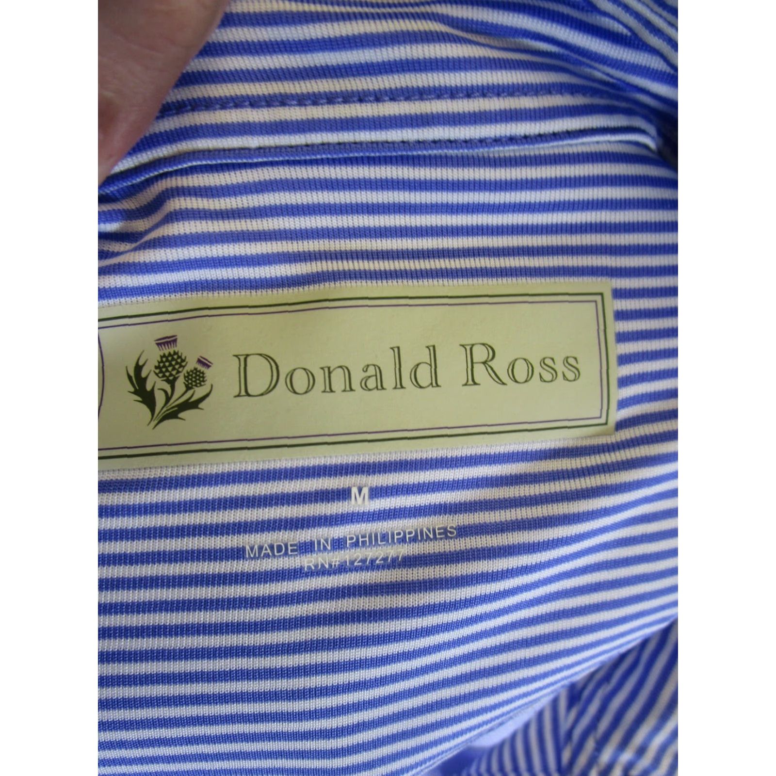 Vintage Ronald Rose Polo Shirt Mens M Blue Striped Stretch Golf Stain Size US M / EU 48-50 / 2 - 7 Thumbnail