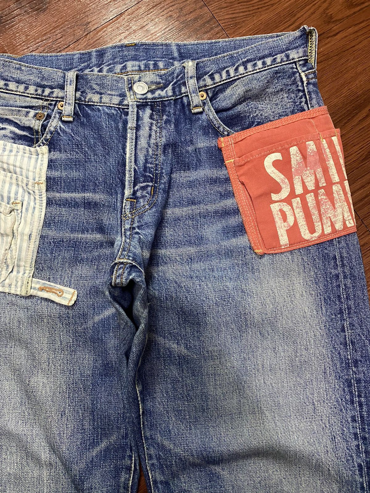 Vintage Vtg Japanese Denim Dungaree Selvedge Faded Wash Loose Jeans Size US 31 - 14 Thumbnail