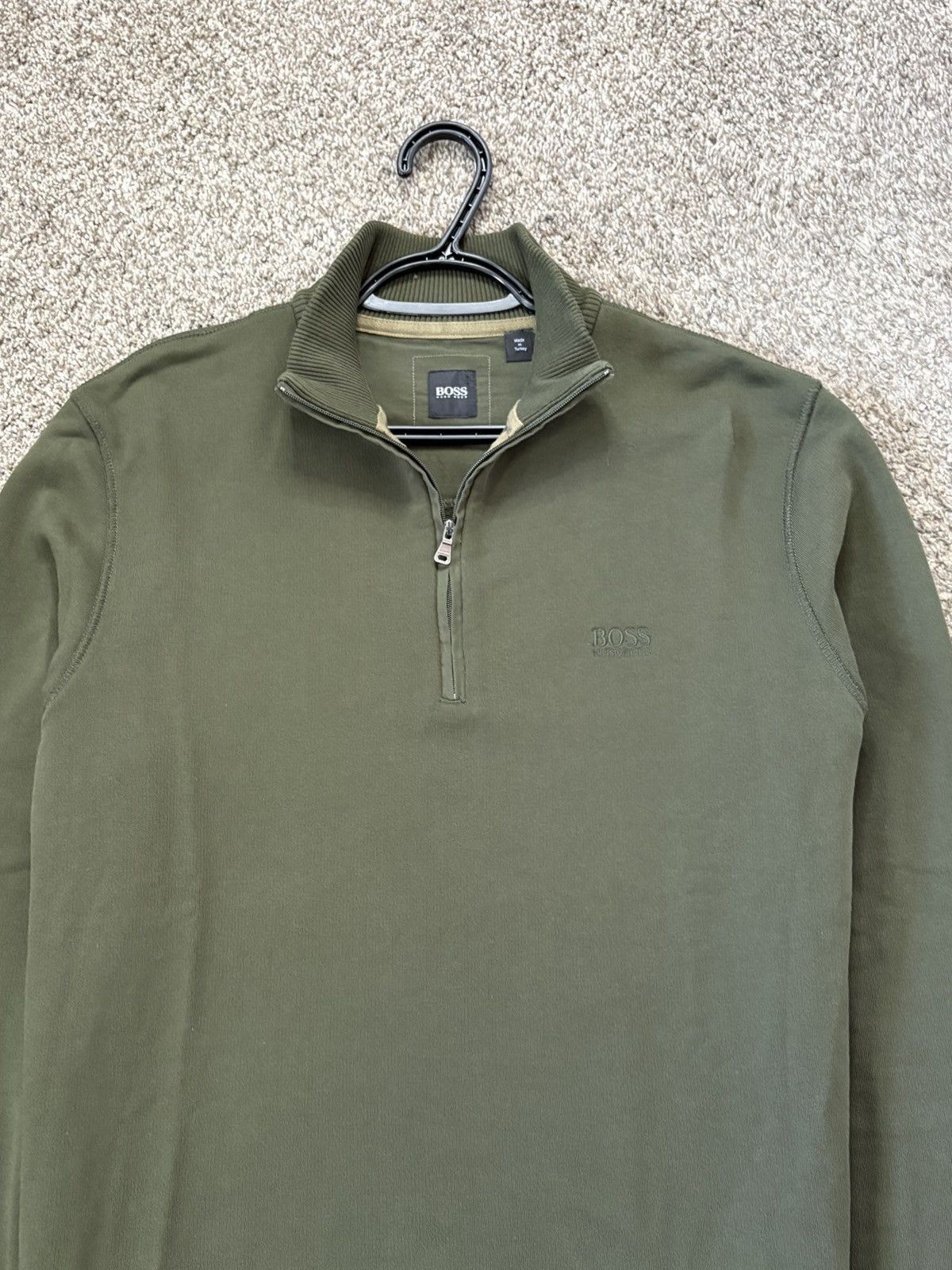 Hugo Boss Hugo Boss Mens Green Mock Neck 1/4 Zip Long Sleeve Sweater L Size US L / EU 52-54 / 3 - 3 Thumbnail