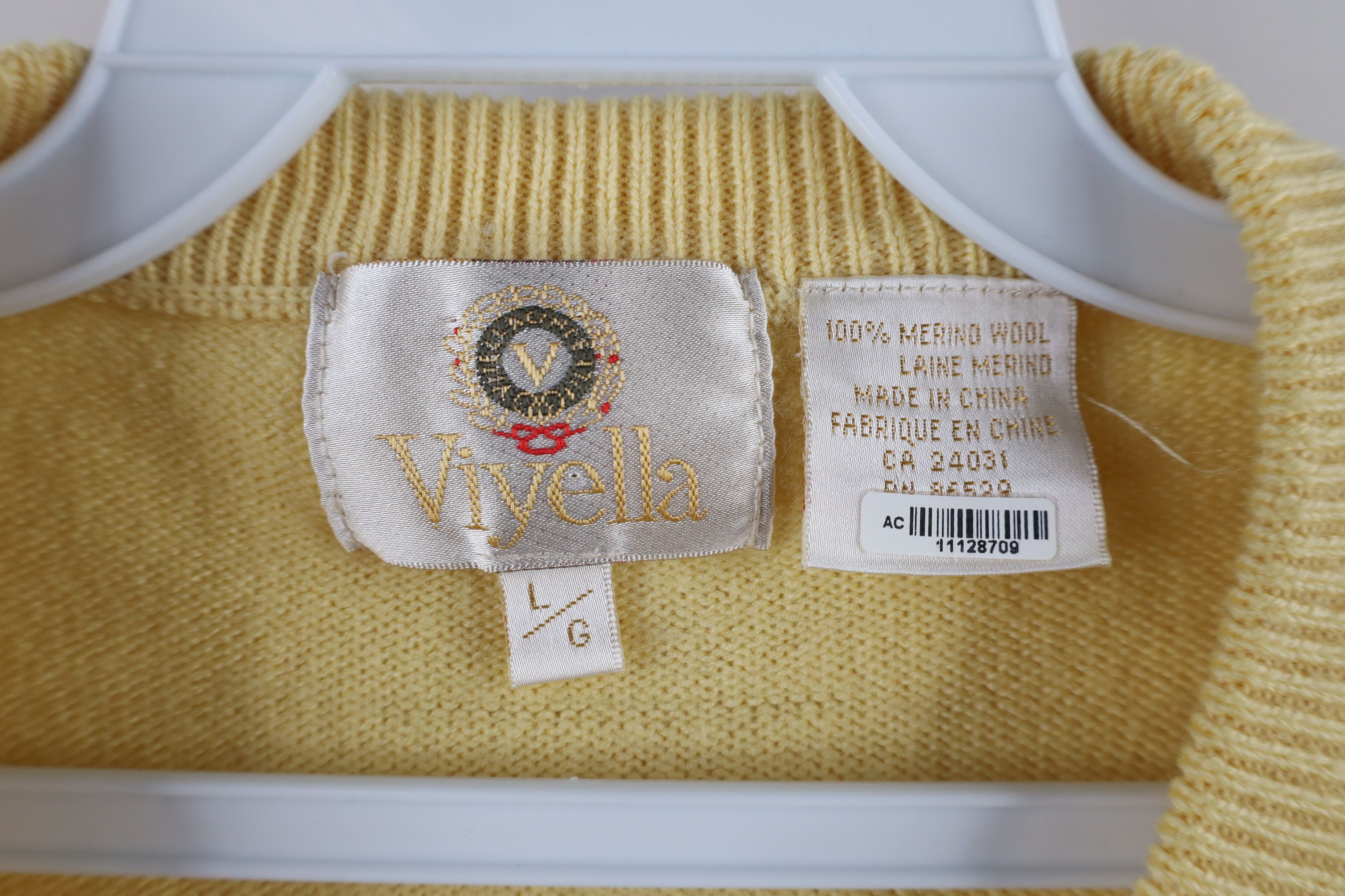 Vintage Vintage 90s Viyella Wool Knit V-Neck Sweater Vest Yellow Size US L / EU 52-54 / 3 - 4 Thumbnail