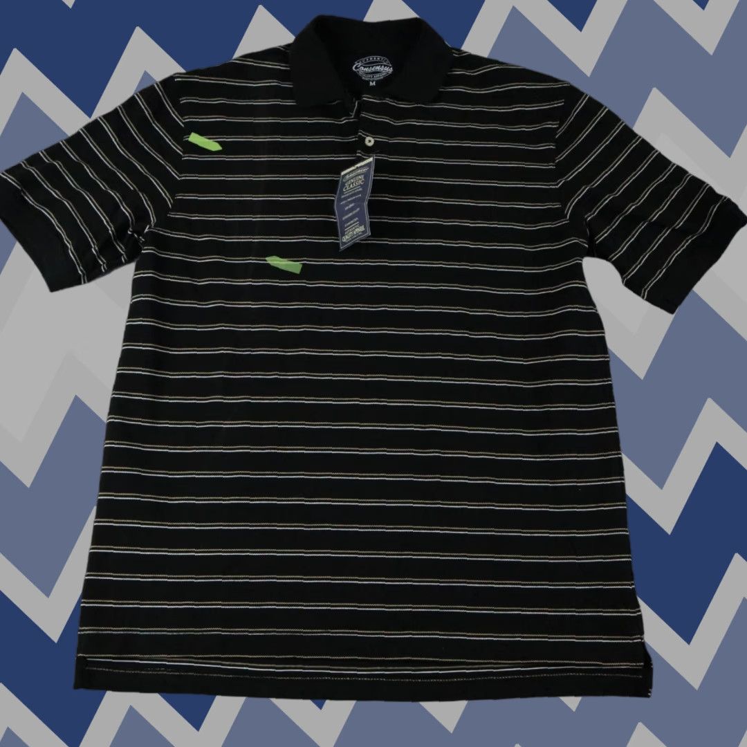 Vintage Consensus Polo Shirt Mens Medium Golf Casual Knit Black Striped Short Sleeve Size US M / EU 48-50 / 2 - 1 Thumbnail