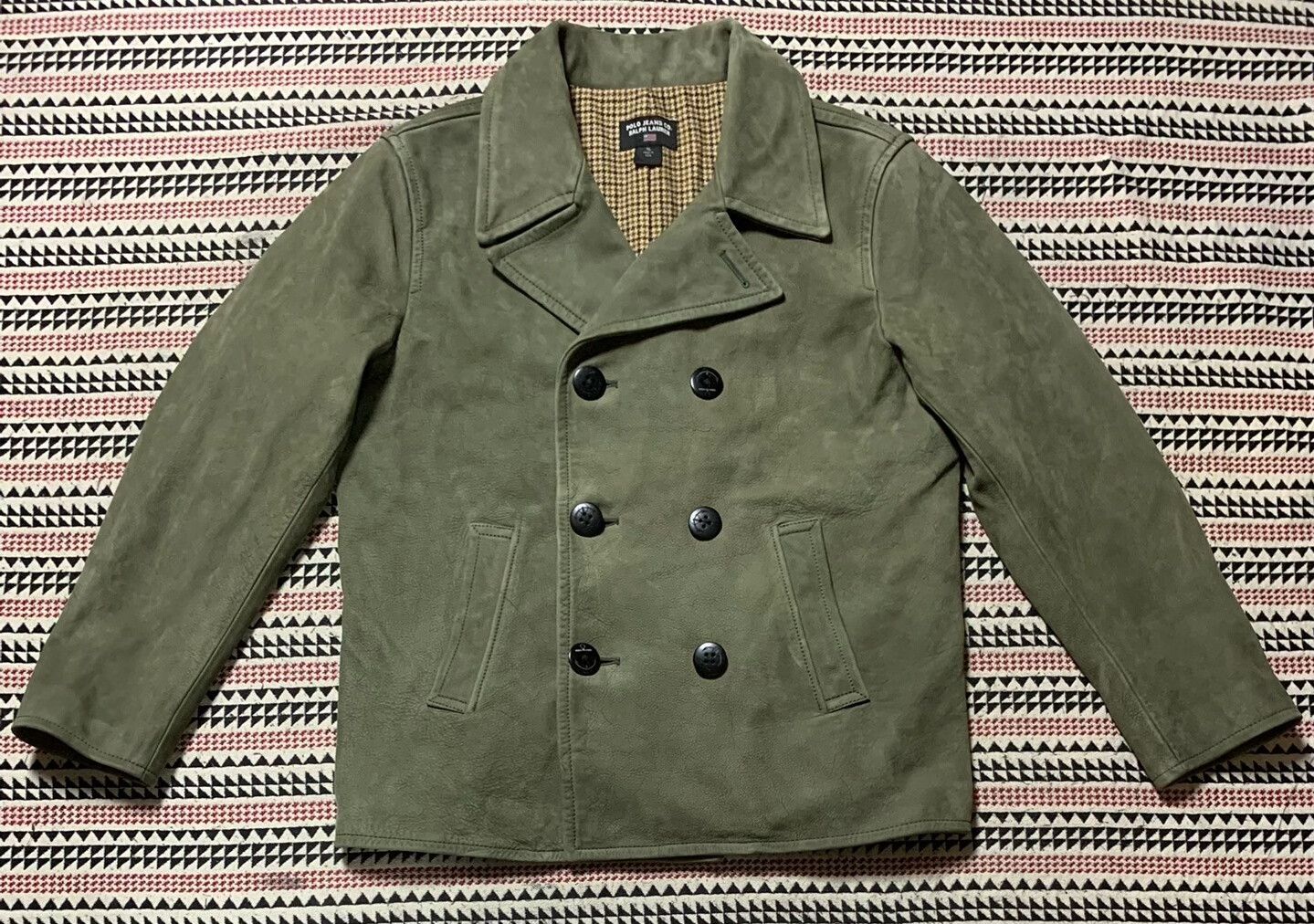 Vintage green peacoat jacket with wool lining Size US XL / EU 56 / 4 - 1 Thumbnail