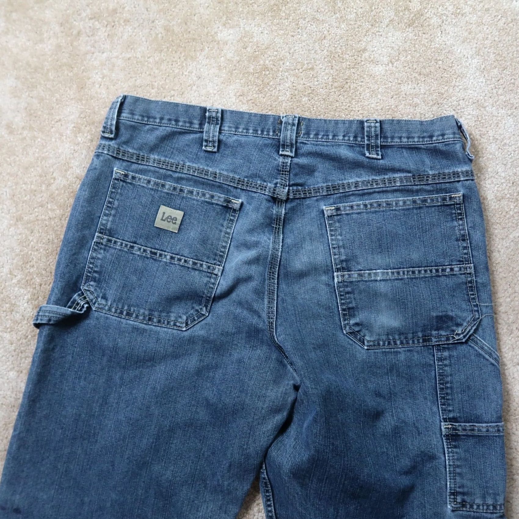 Lee Lee Carpenter Jeans Men 36x34 Distressed Denim Straight 5-Pocket Relaxed Blue Vintage? No Size US 36 / EU 52 - 7 Thumbnail