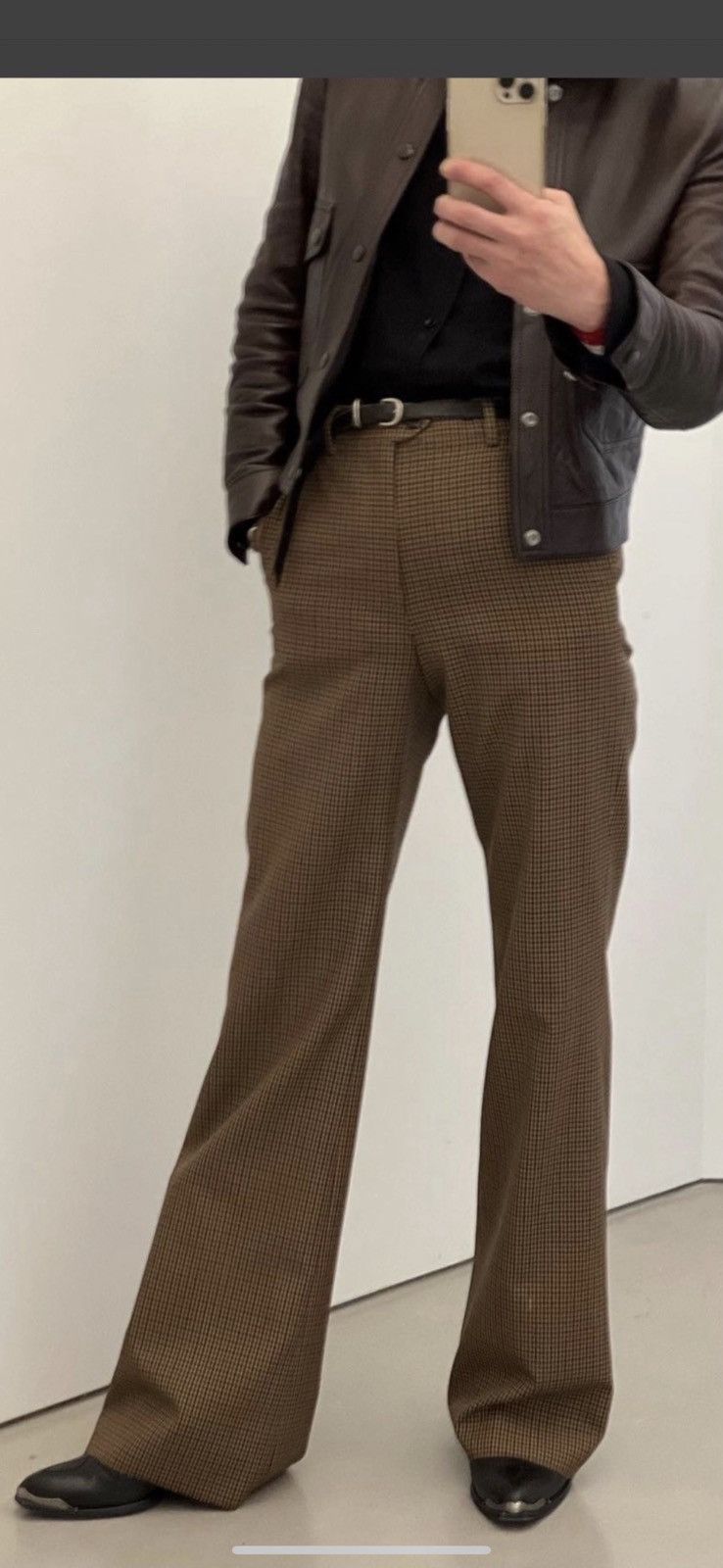 Celine × Hedi Slimane Celine checked wool flared bootcut pants Sz46 Size US 30 / EU 46 - 2 Thumbnail