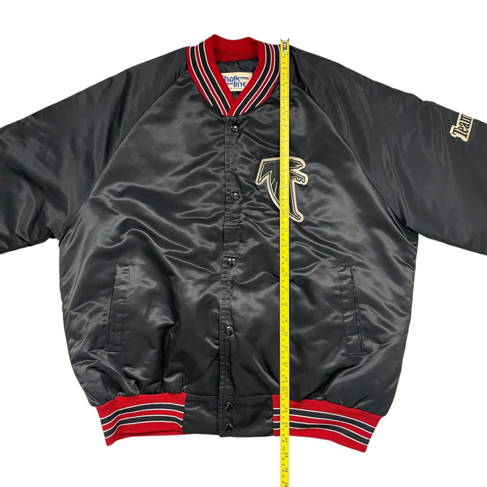 NFL VTG 90s ATLANTA FALCONS CHALK LINE SATIN JACKET SPELL OUT L Size US L / EU 52-54 / 3 - 10 Thumbnail